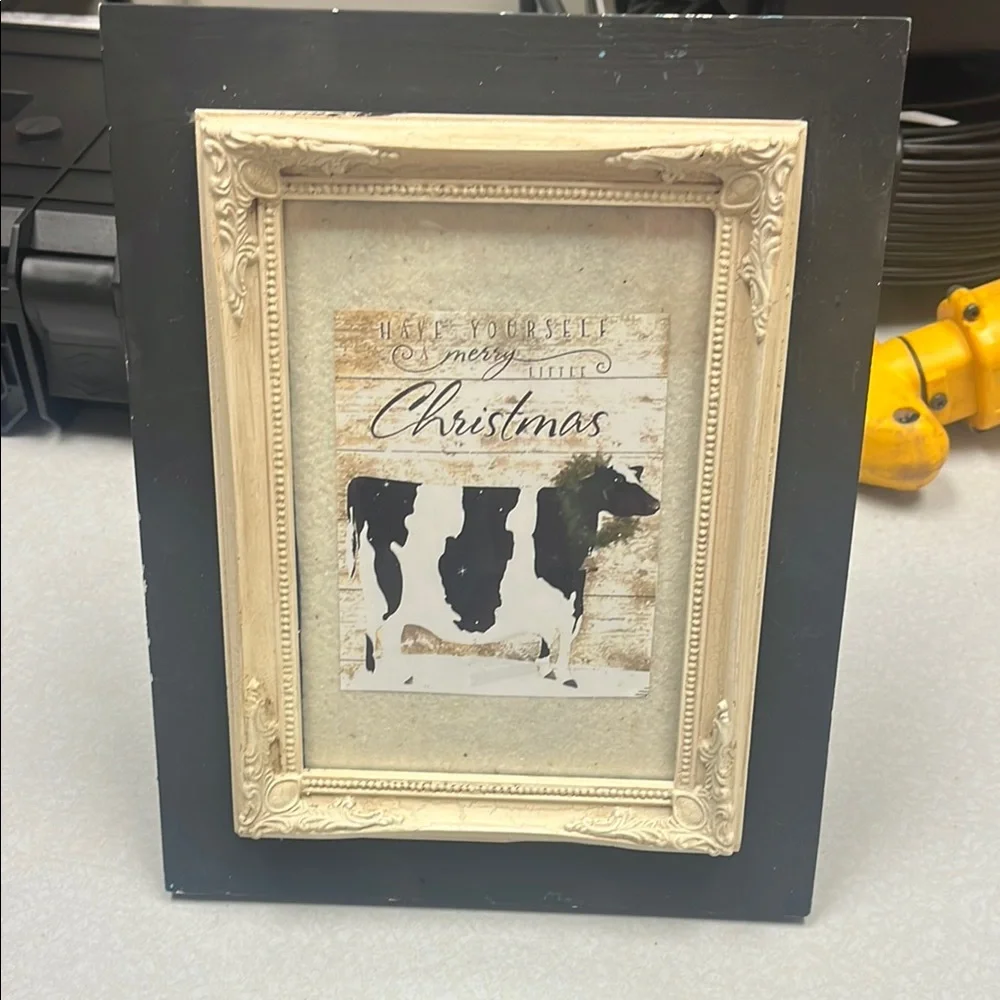 Rustic Christmas Cow Wall Art